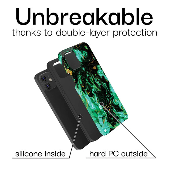 iPhone 13 Pro Max Snap On Phone Case, Misty Emerald, Black and Green, KULT - Picture 2 of 6